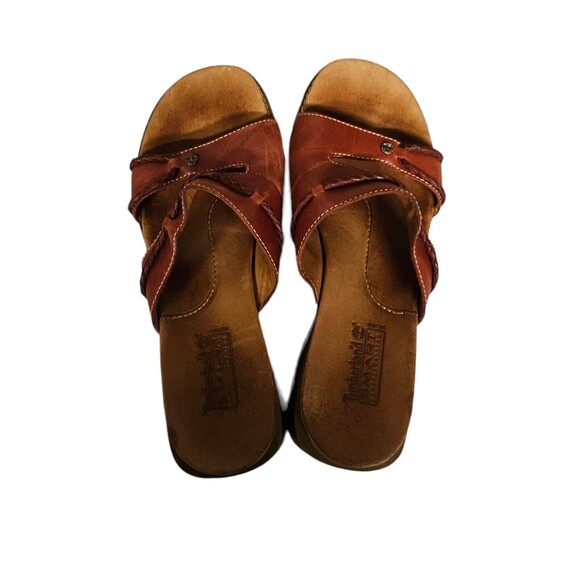 Timberland Burgundy‎ Leather Clog Sandals Sz 8.5M Smart Comfort System - Picture 7 of 8